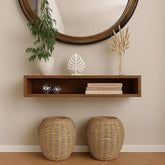 ONIJA Solid Wood Entertainment Floating Tv Unit for Living Room | Floating Media Tv Cabinet | Natural Finish (Large 115 CM)